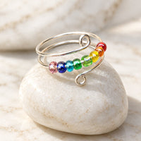 Bague anti-stress à perles arc-en-ciel