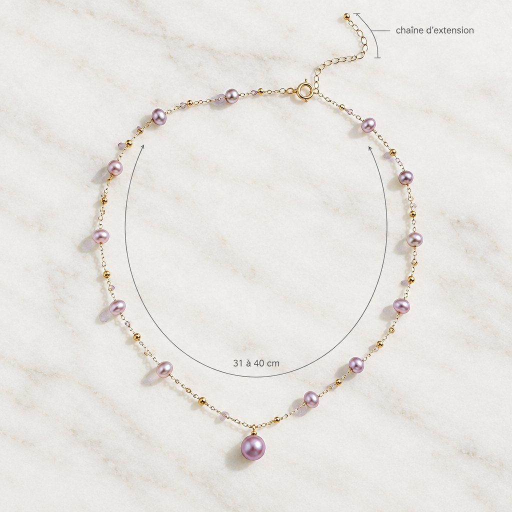 Longueur du collier : 31 à 40 cm avec sa chaîne d'extension