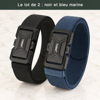 Lot de 2 ceintures sans trous à boucle automatique, une noire et une bleu marine