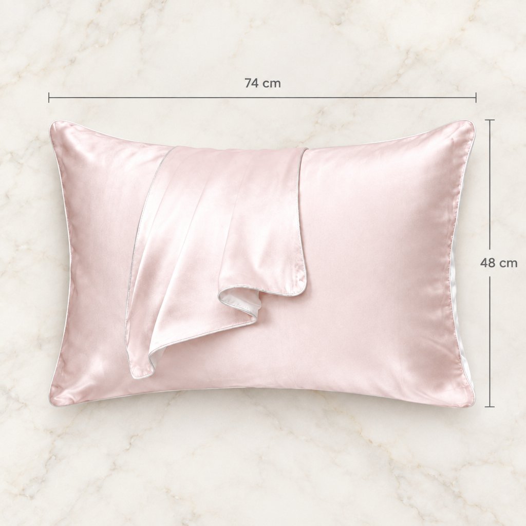 Dimensions de la taie d'oreiller en satin : 74 x 48 cm
