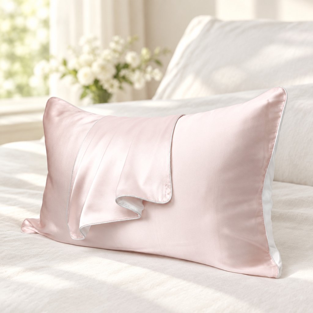 Taie d'oreiller en satin rose clair Image
